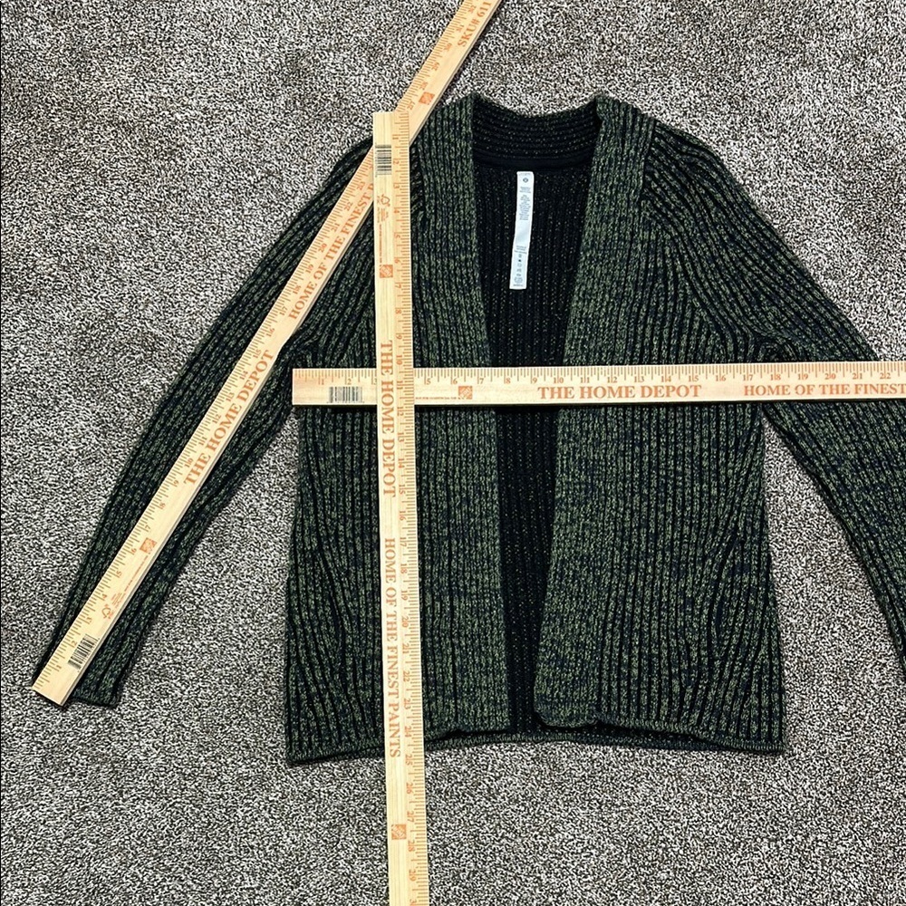 Lululemon Cotton-Cashmere Blend Sweater Cardigan Wrap Green Black Size 2 - Picture 4 of 12
